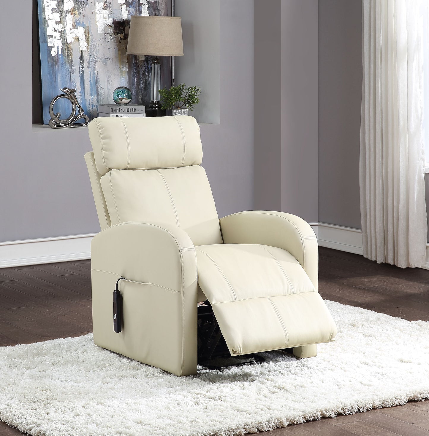 Ricardo Beige PU Recliner w/Power Lift ACME East