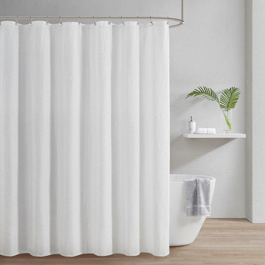 Matelasse Shower Curtain White Olliix.com