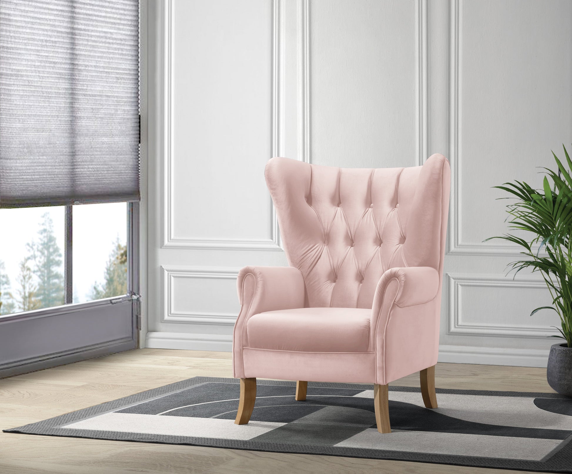 Adonis Blush Pink Velvet Accent Chair ACME East