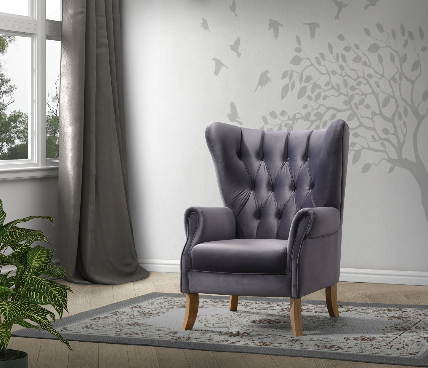 Adonis Gray Velvet Accent Chair ACME East