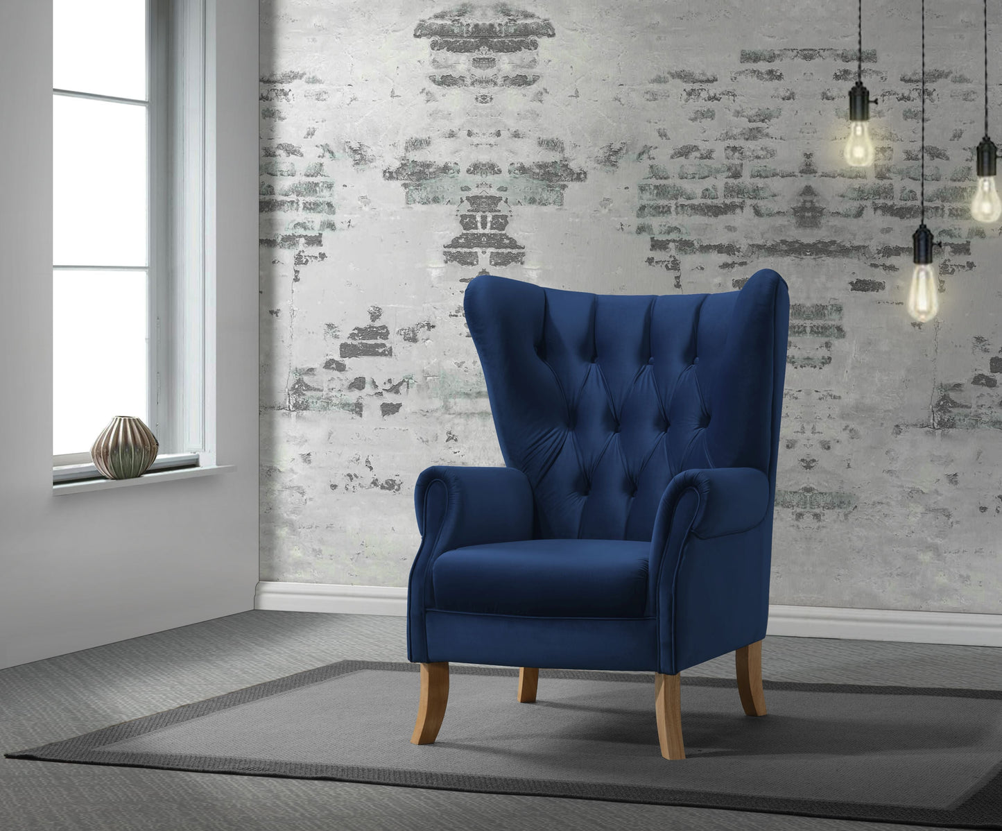 Adonis Navy Blue Velvet Accent Chair ACME East