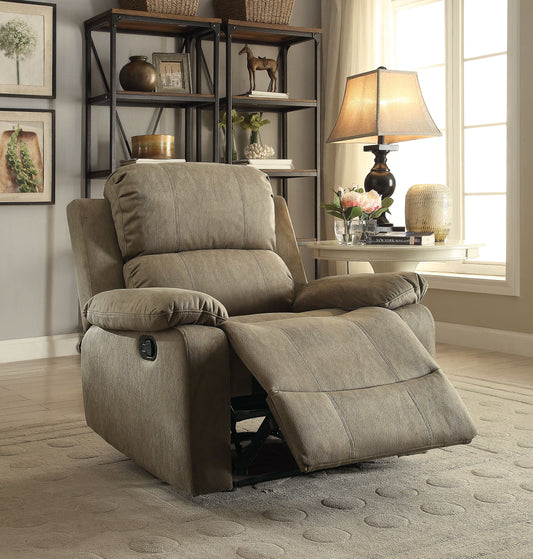 Bina Taupe Polished Microfiber Recliner (Motion) ACME East