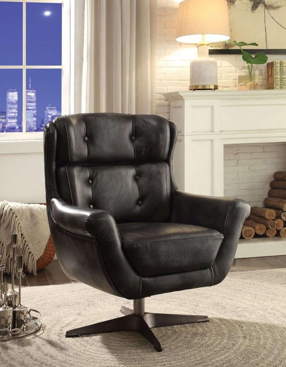 Acme Asotin Accent Chair in Vintage Black 59532 ACME East