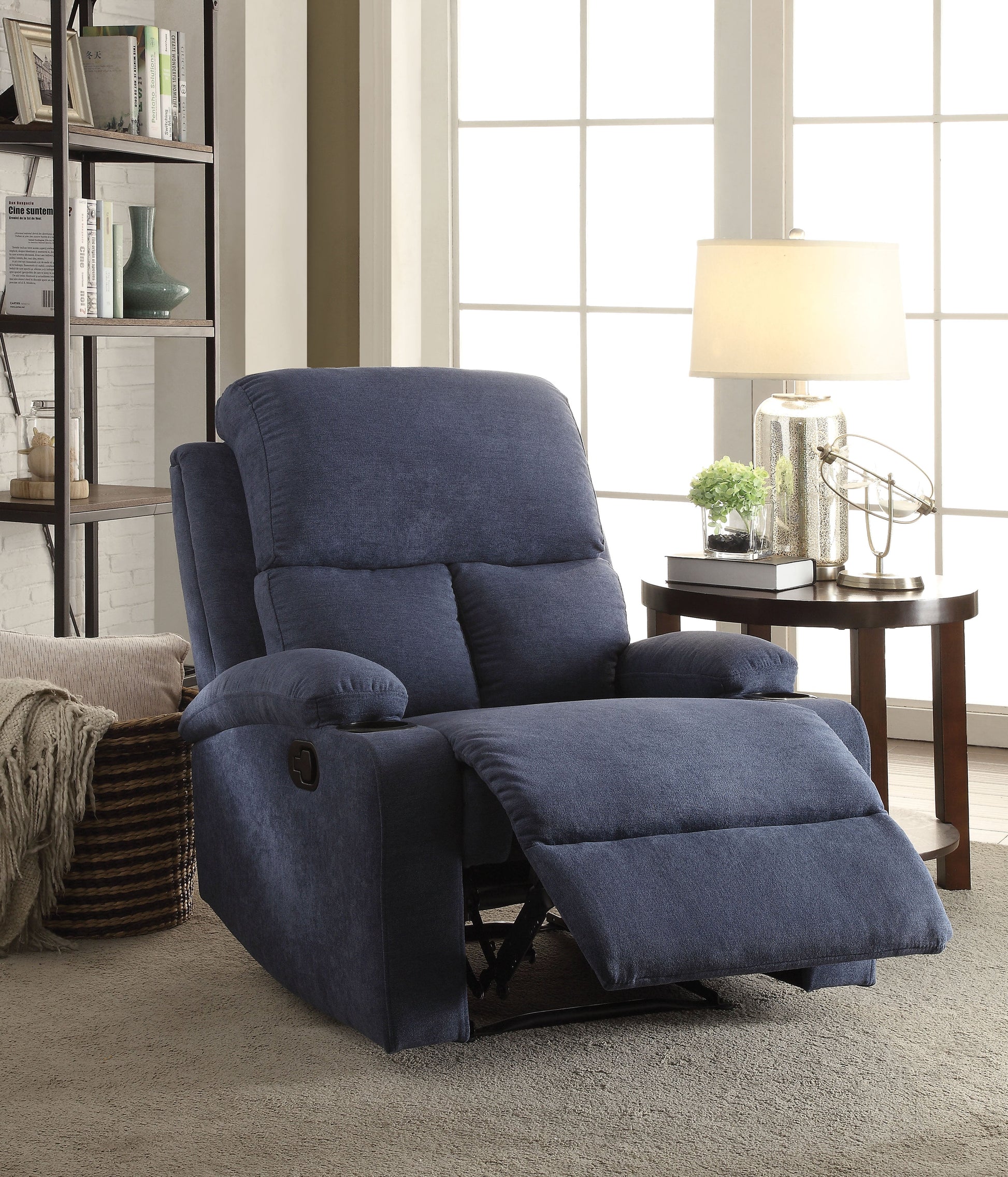 Rosia Blue Velvet Recliner (Motion) ACME East