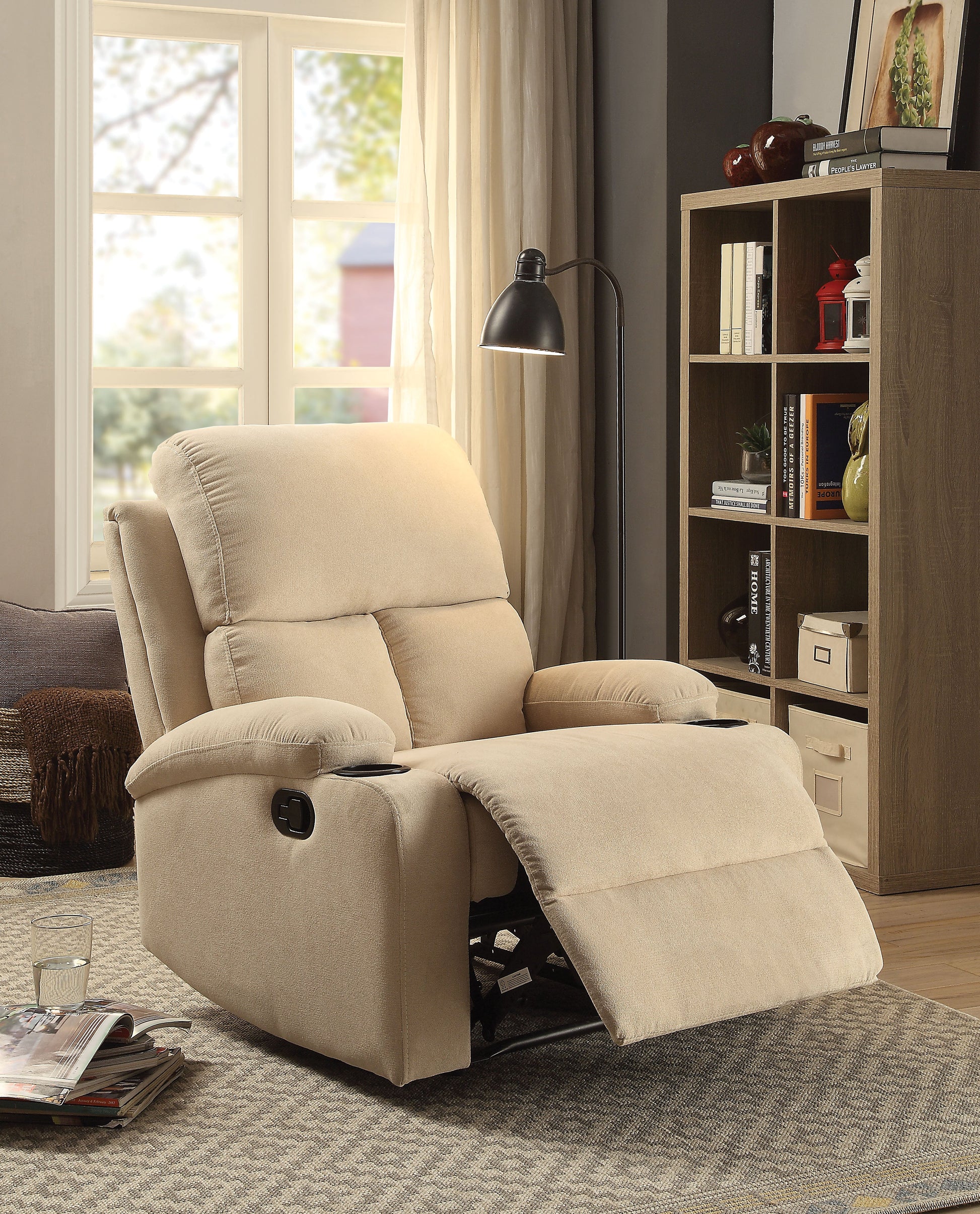 Rosia Beige Velvet Recliner (Motion) ACME East