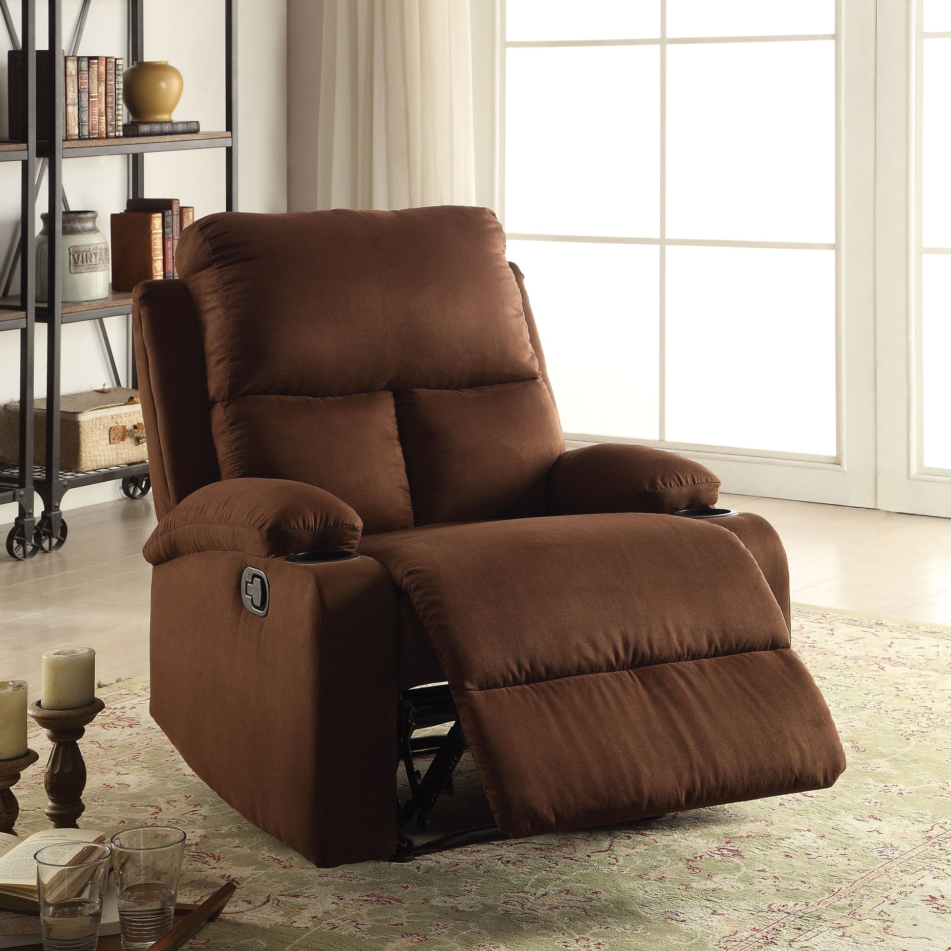 Rosia Chocolate Microfiber Recliner (Motion) ACME East