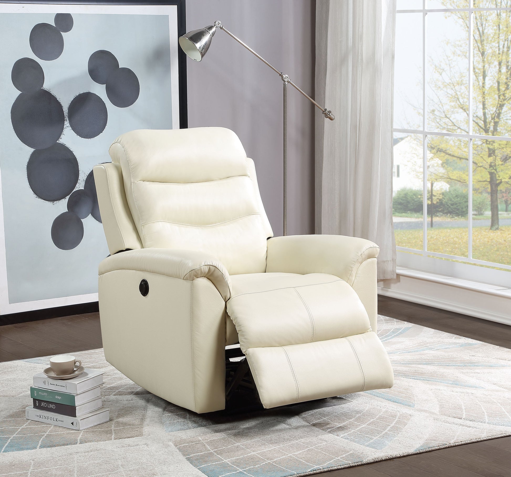 Ava Beige Top Grain Leather Match Recliner (Power Motion) ACME East