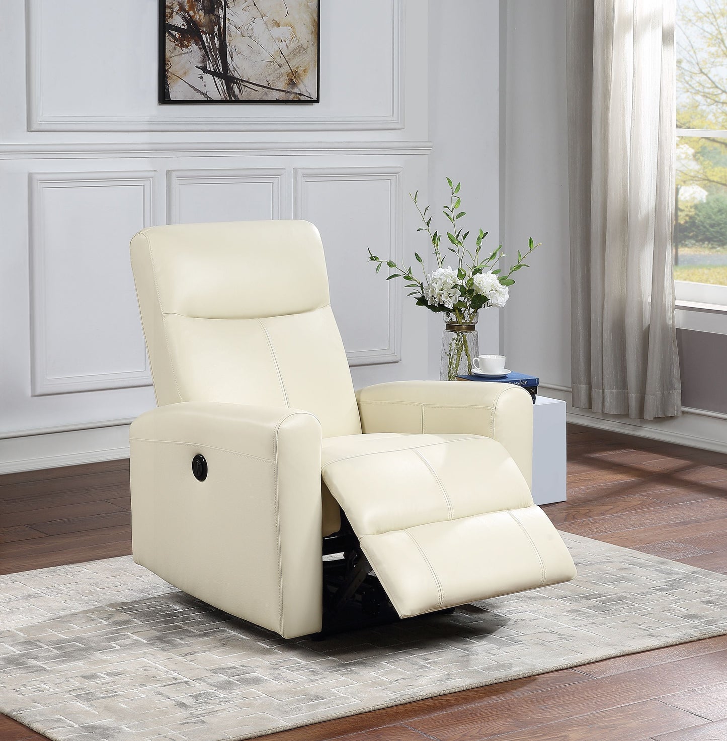 Blane Beige Top Grain Leather Match Recliner (Power Motion) ACME East