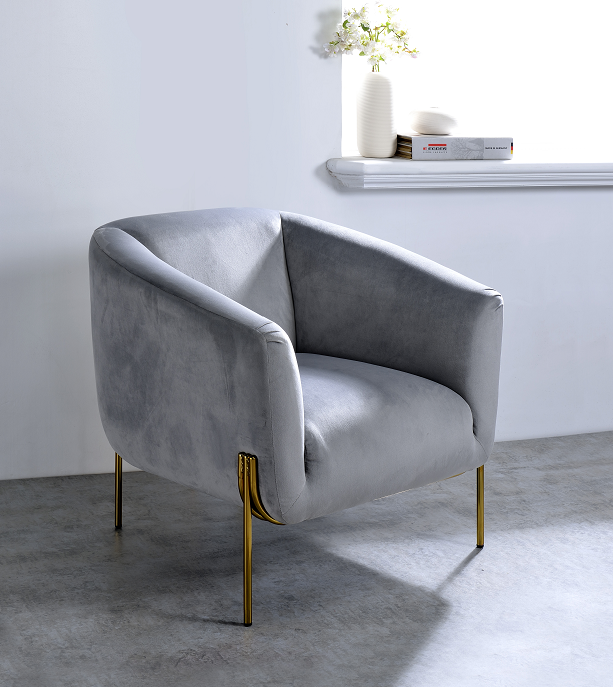 Carlson Gray Velvet & Gold Accent Chair ACME East