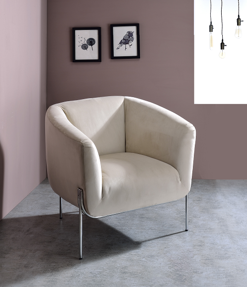 Carlson Beige Velvet & Chrome Accent Chair ACME East