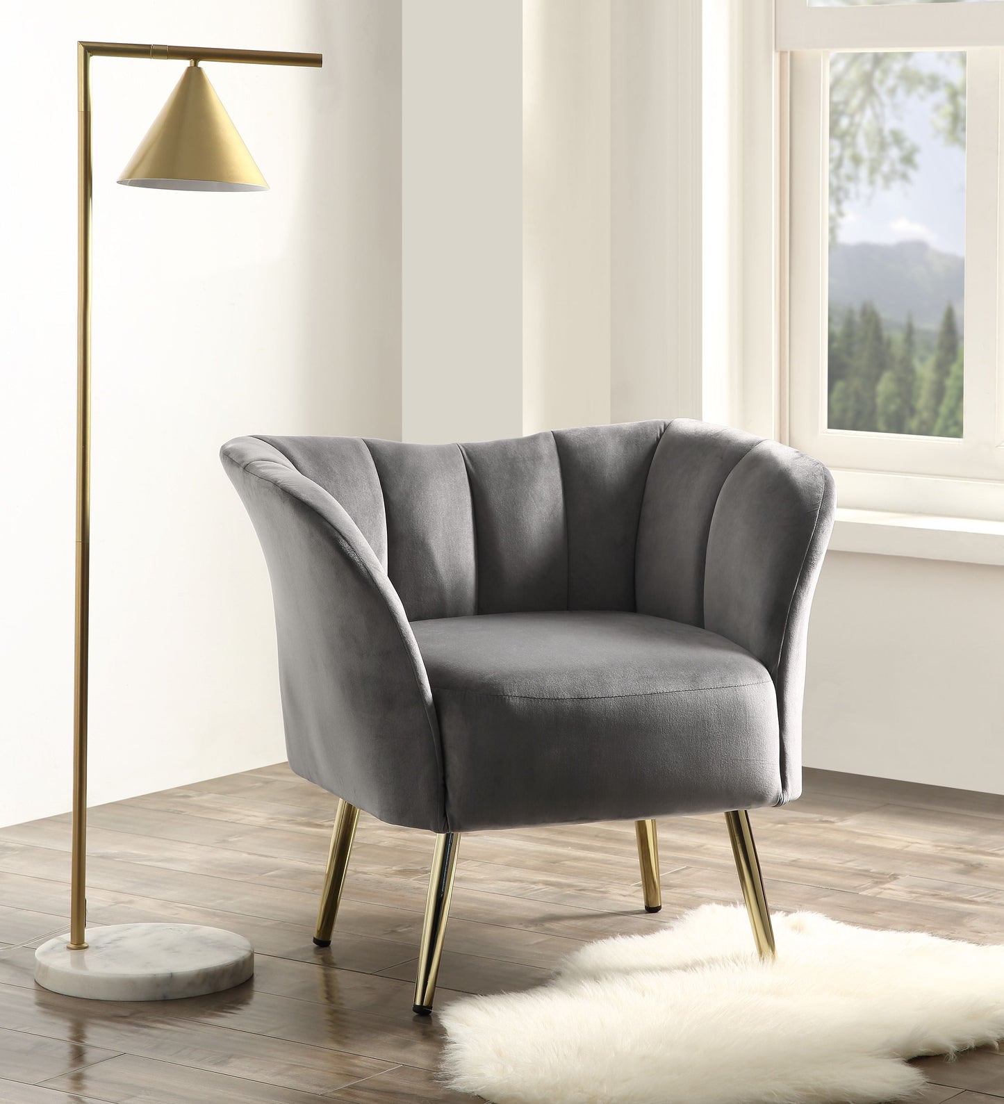 Reese Gray Velvet & Gold Accent Chair ACME East