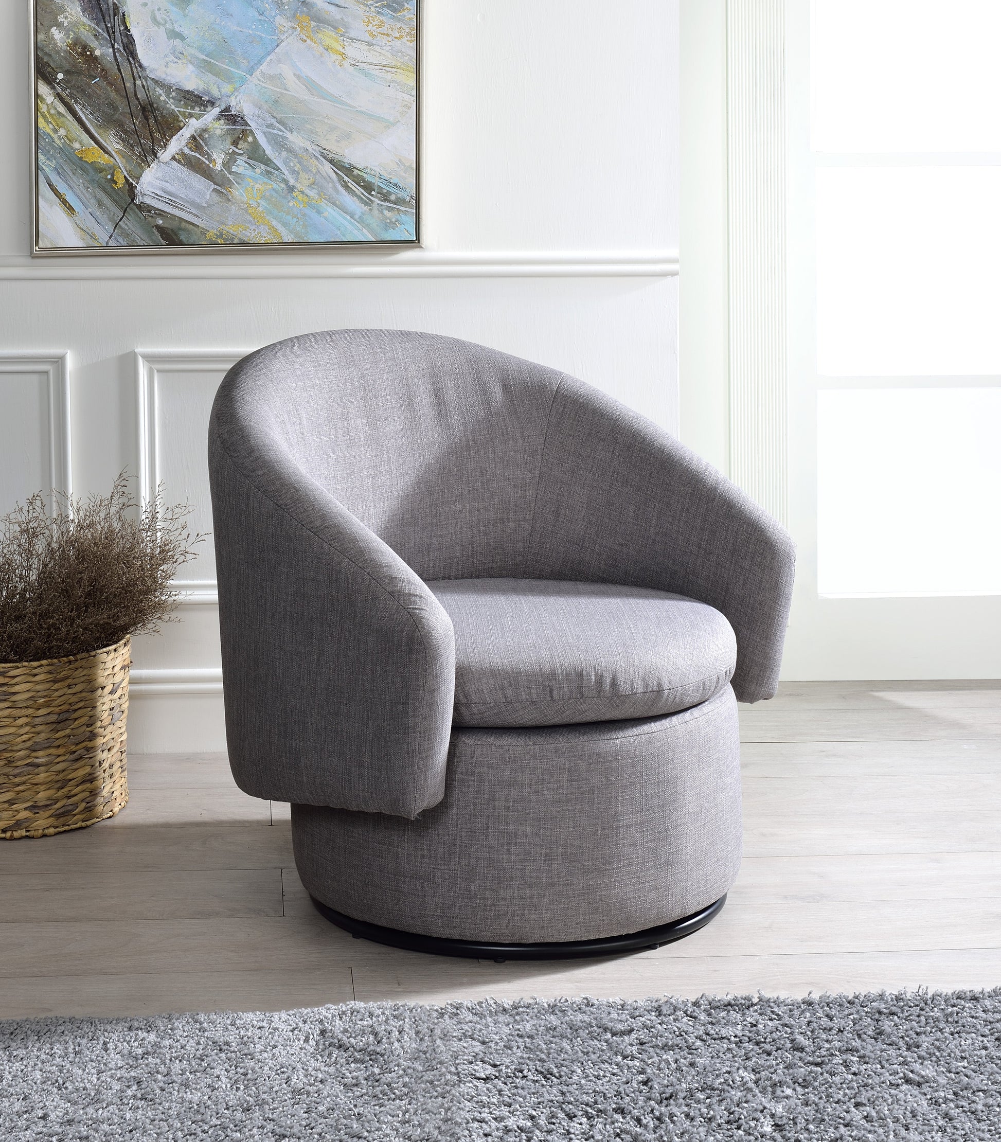 Joyner Pebble-Gray Linen Accent Chair ACME East