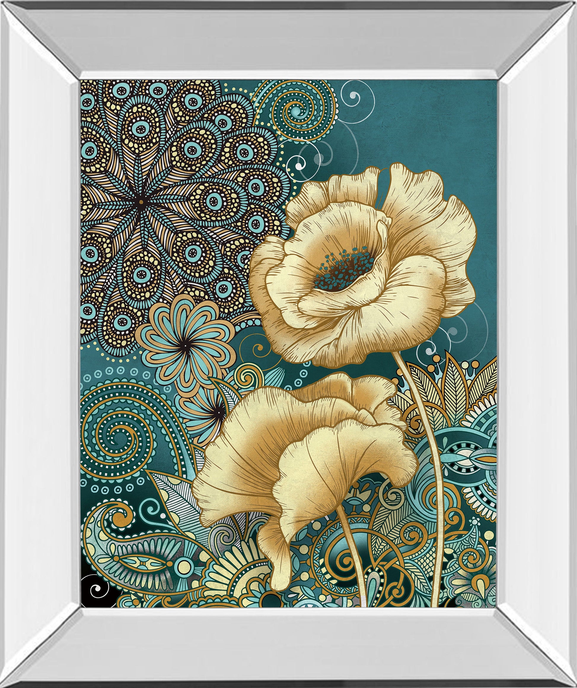 Inspired Blooms 2 By Conrad Knutsen - Mirror Framed Print Wall Art - Green Classy Art