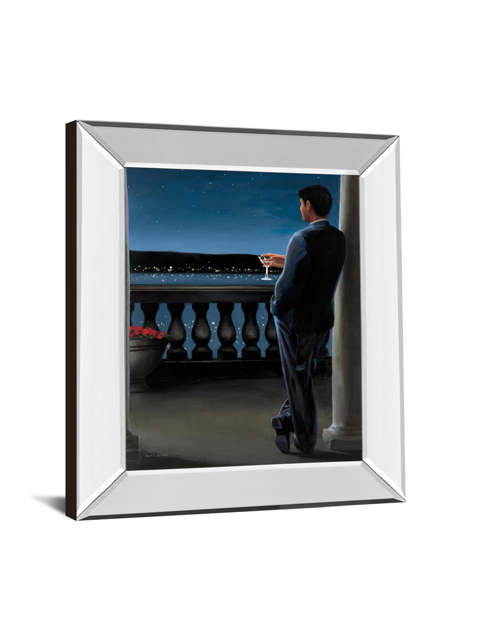 Thinking Of Her By James Wiens - Mirror Framed Print Wall Art - Blue Classy Art