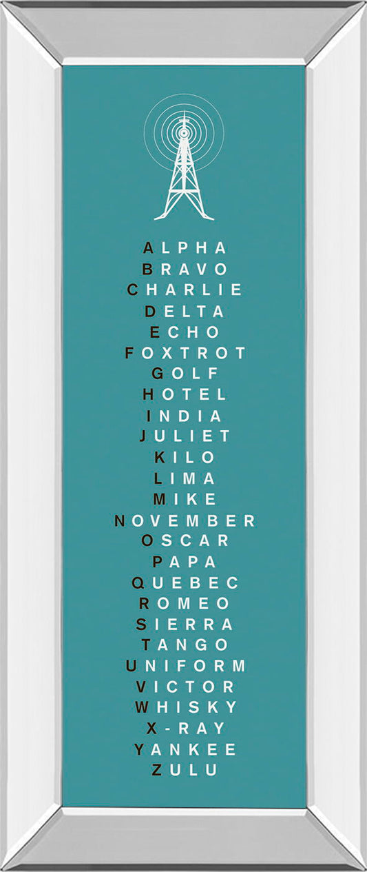 Phonetic Alphabet Il By The Vintage Collection - Mirror Framed Print Wall Art - Green Classy Art