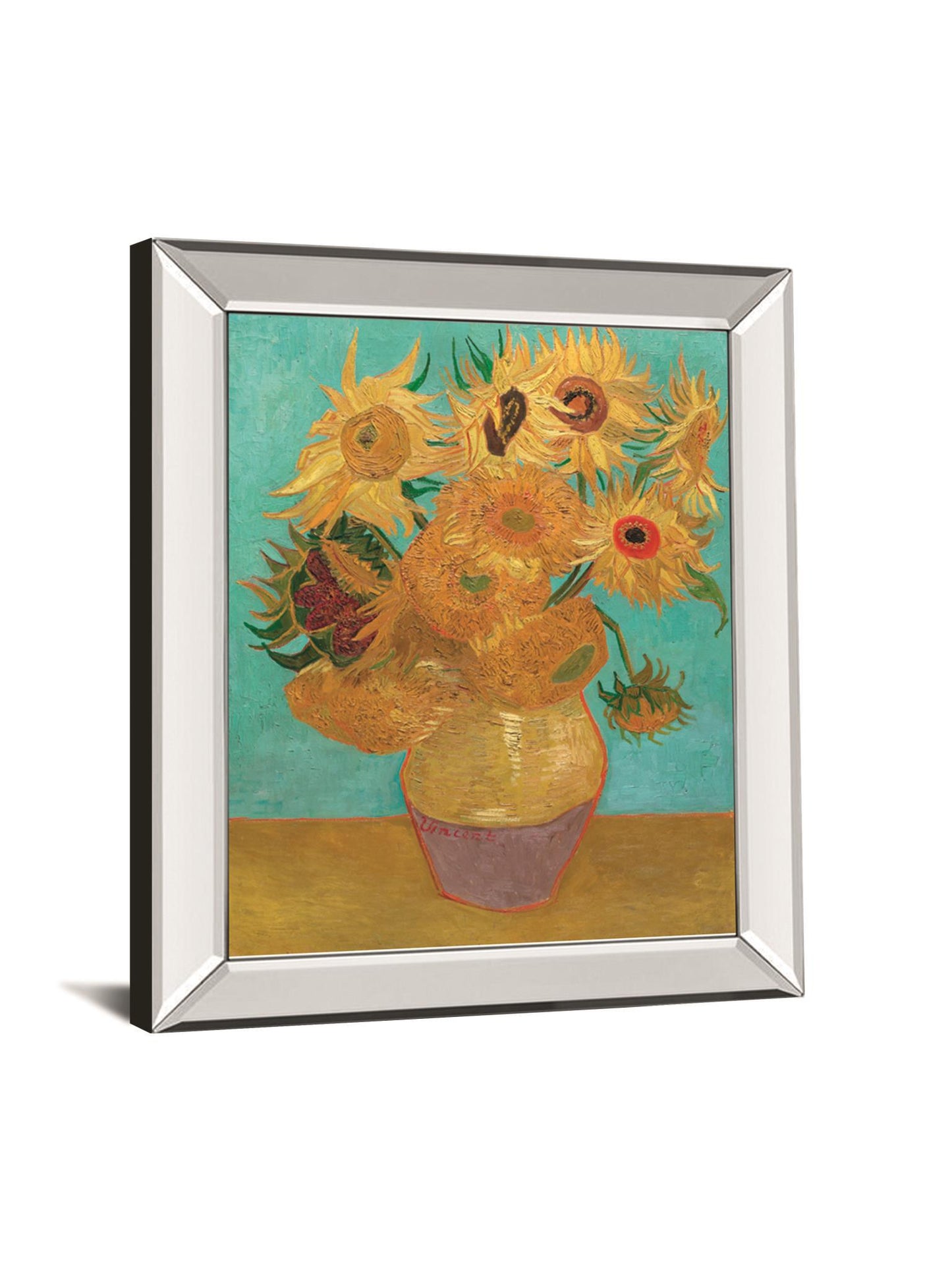 Still Life Vase With Twelve Sunflowers, January 1889 By Vincent Van Gogh - Mirror Framed Print Wall Art - Yellow Classy Art