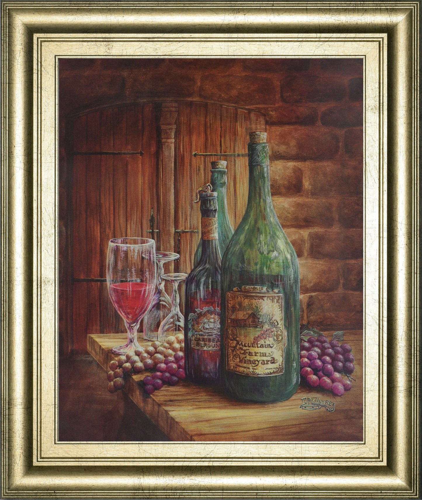 Vintage Wine Ill - Framed Print Wall Art - Dark Brown Classy Art