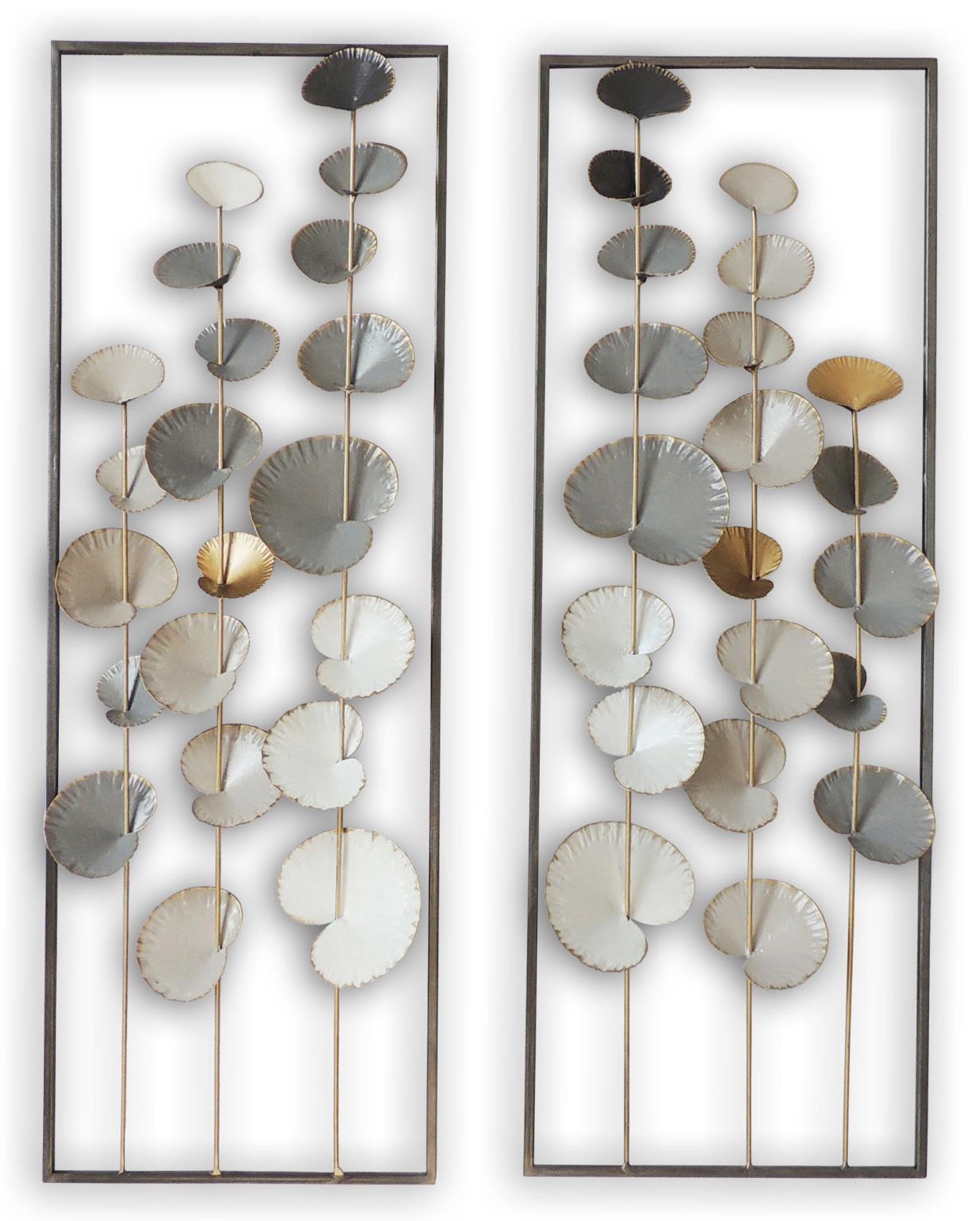 12x35 Metal Wall Decor - Pearl Silver Classy Art