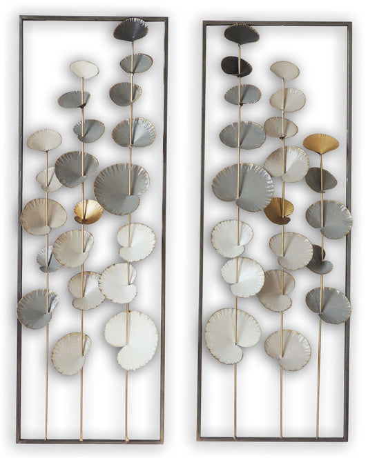 12x35 Metal Wall Decor - Pearl Silver Classy Art