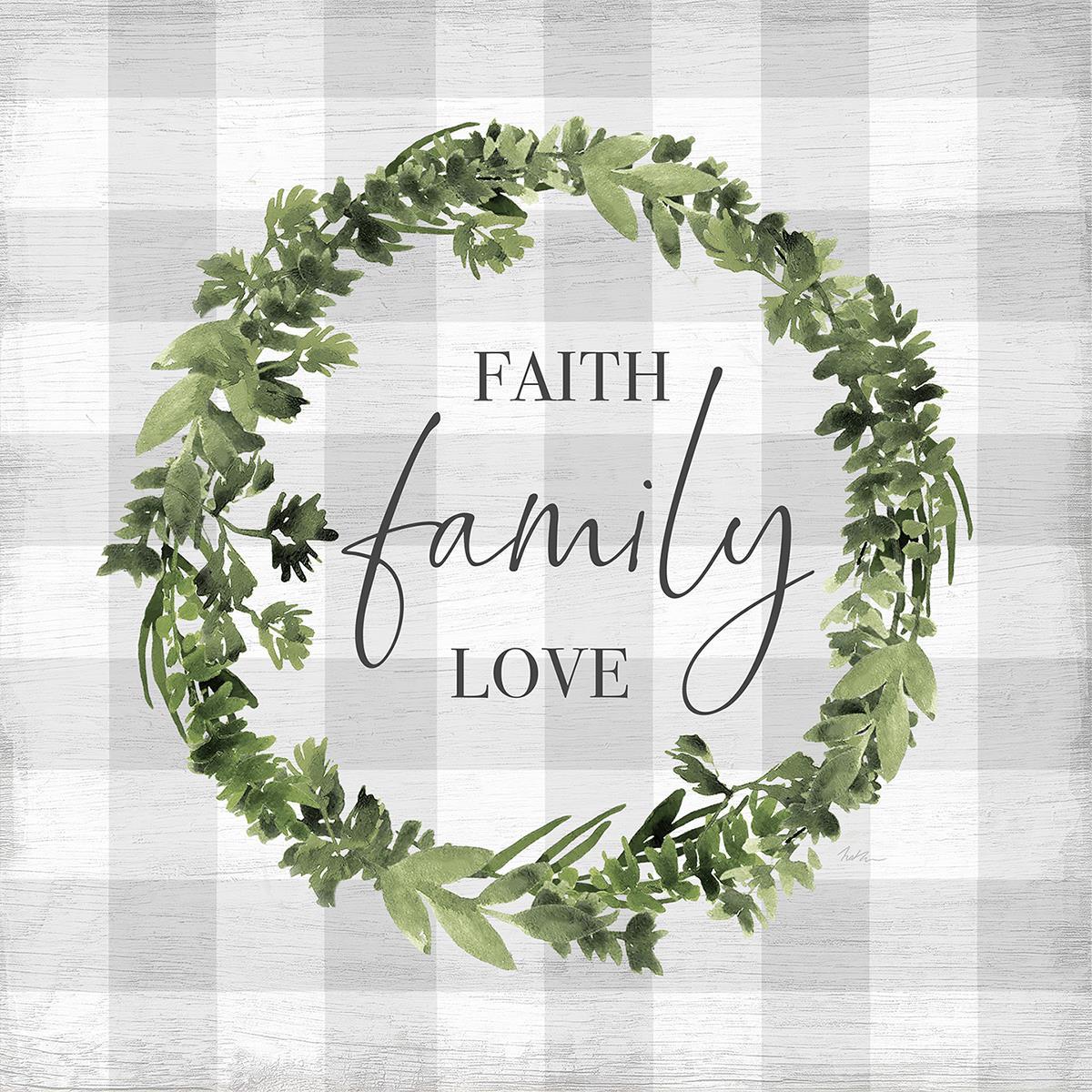 Faith Family Love Wreath By Natalie Carpentieri - Dark Green Classy Art