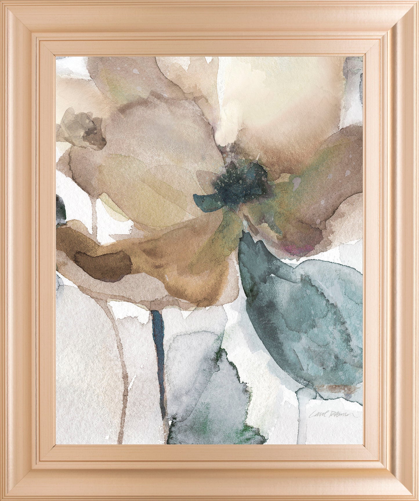 Watercolor Poppy I By Carol Robinson - Framed Print Wall Art - Beige Classy Art