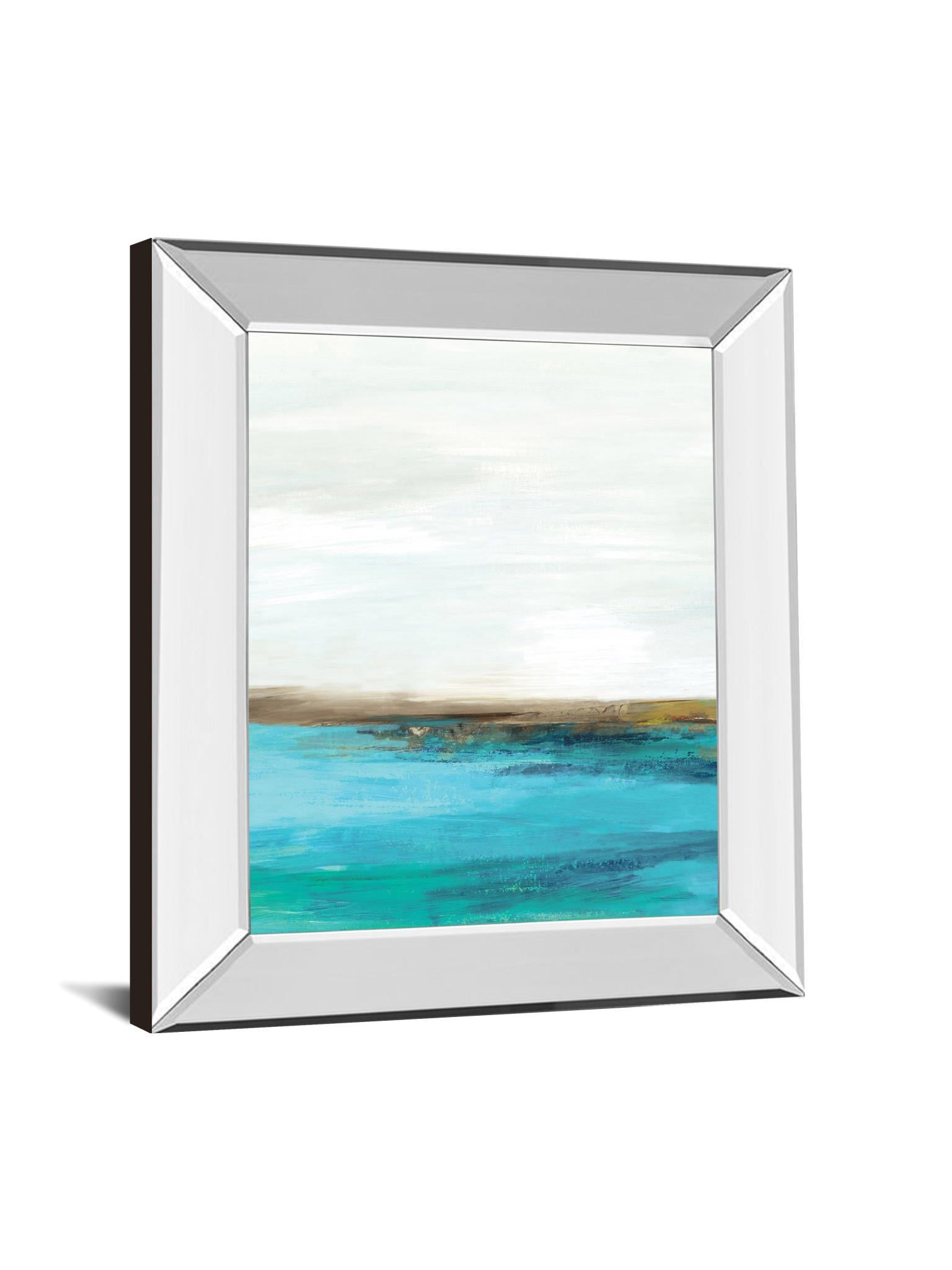 Pastoral Landscape I By Tom Reeves - Mirror Framed Print Wall Art - Blue Classy Art