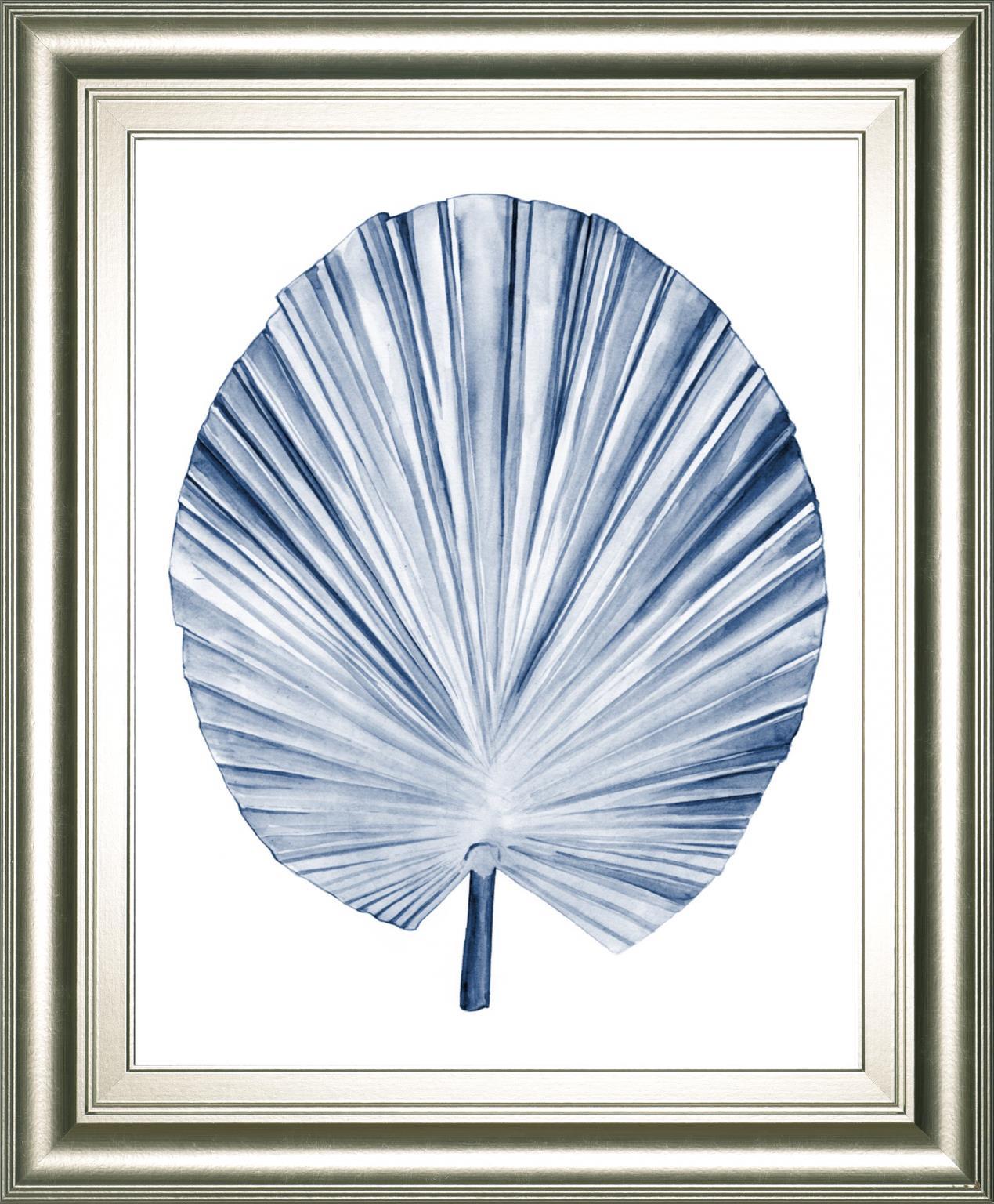 22x26 Indigo Tropical Leaves IV By Megan Meagher - Blue Classy Art