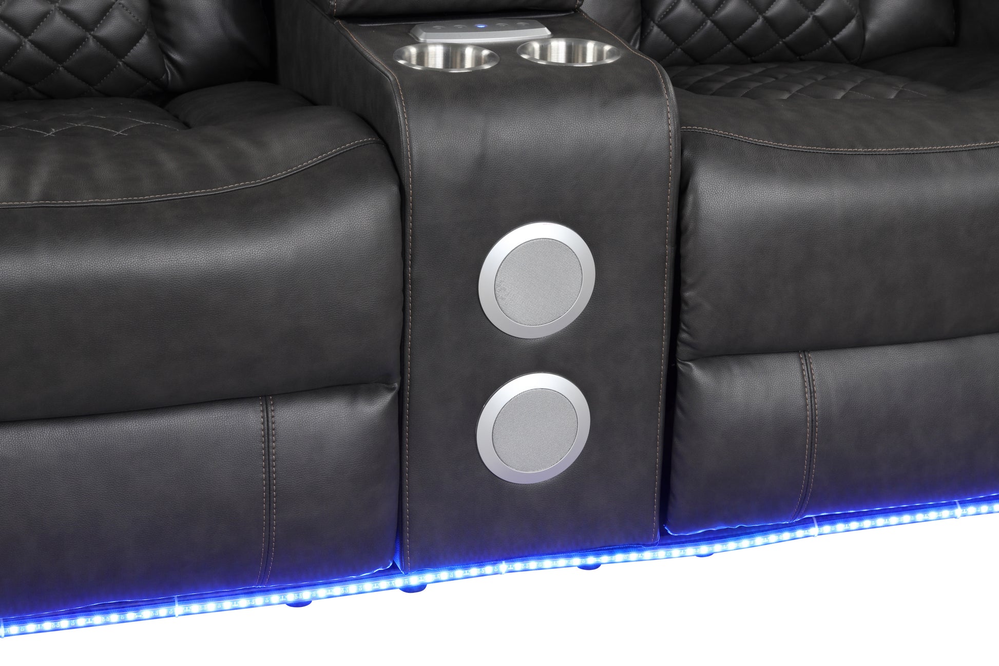 Benz LED & Power Recliner 2 PC Made With Faux Leather in Black (FREE SHIPPING) House to Home Furnishings LLC