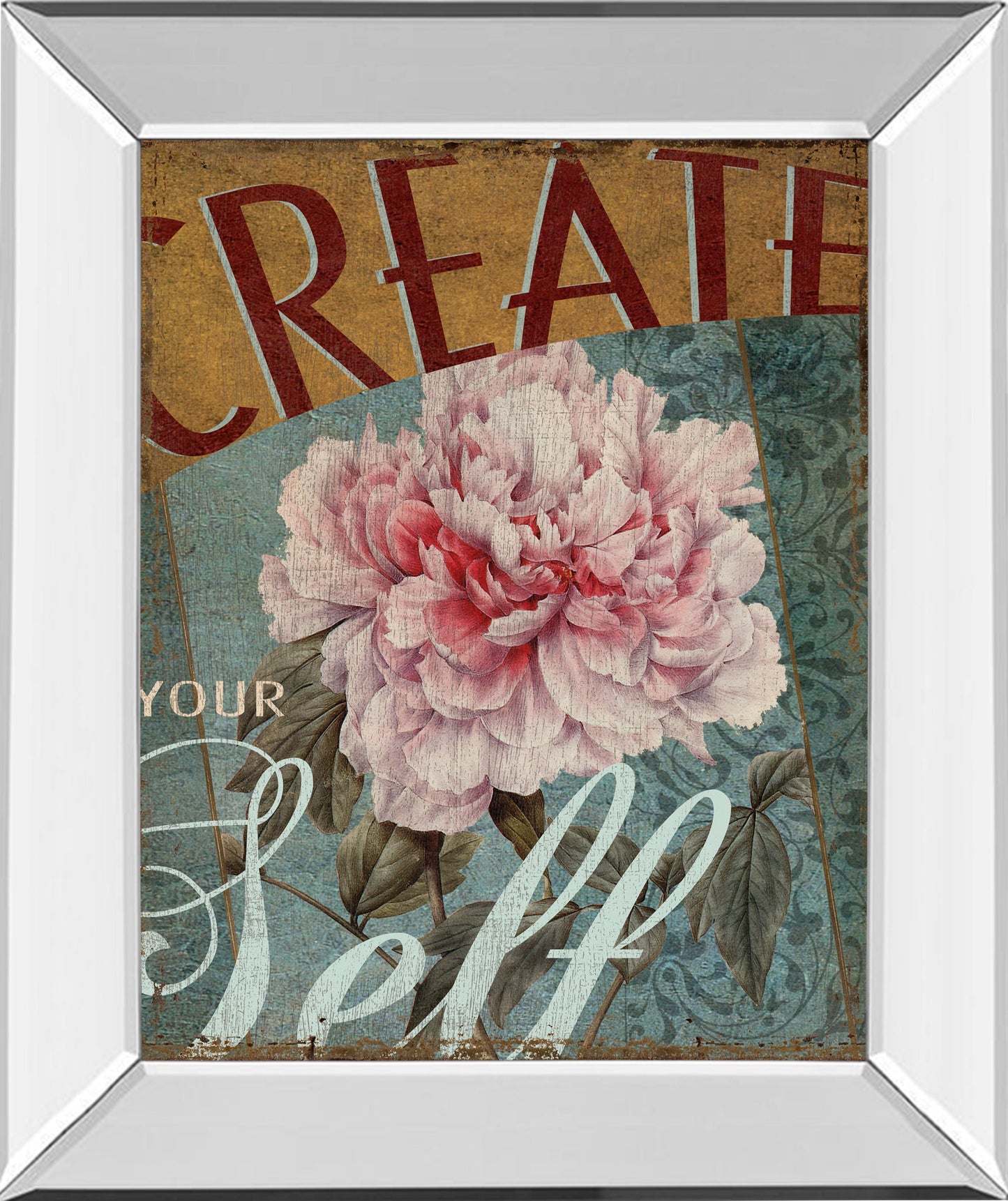 Create Yourself By Kelly Donovan - Mirror Framed Print Wall Art - Pink Classy Art