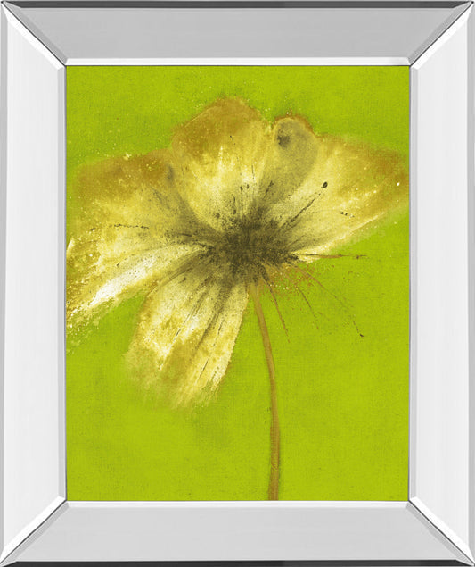 Floral Burst Vl By Emma Forrester - Mirror Framed Print Wall Art - Green Classy Art