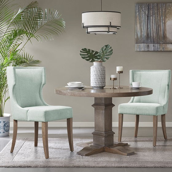 Upholstered Wingback Dining Chair Light Sage Green Olliix.com