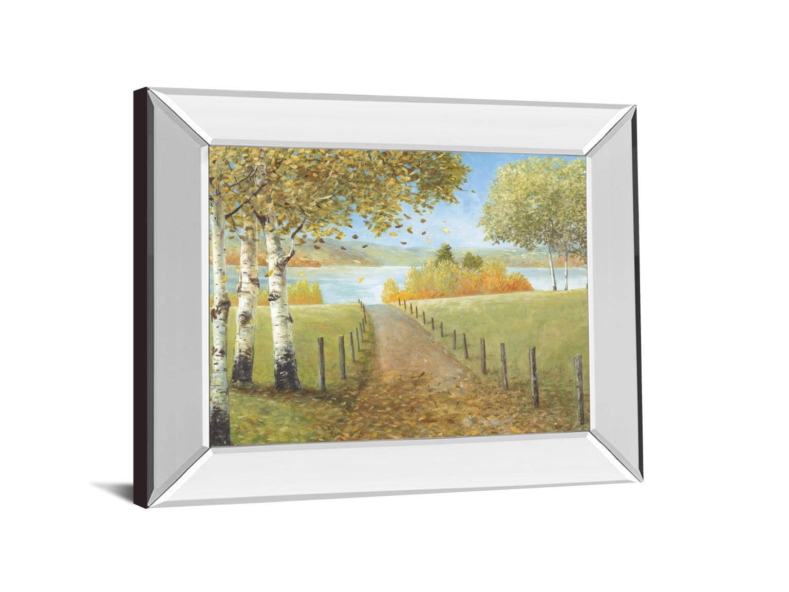 Rural Route I By A. Fisk - Mirror Framed Print Wall Art - Green Classy Art