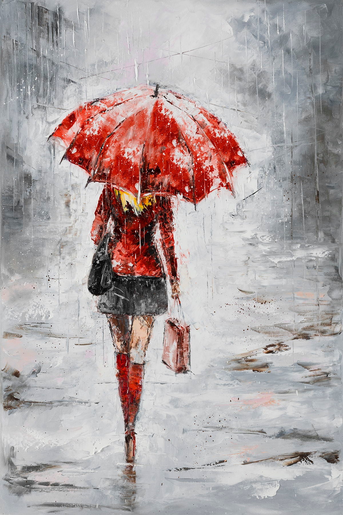 City In The Rain I By Jolanta Kowalik - Dark Gray Classy Art