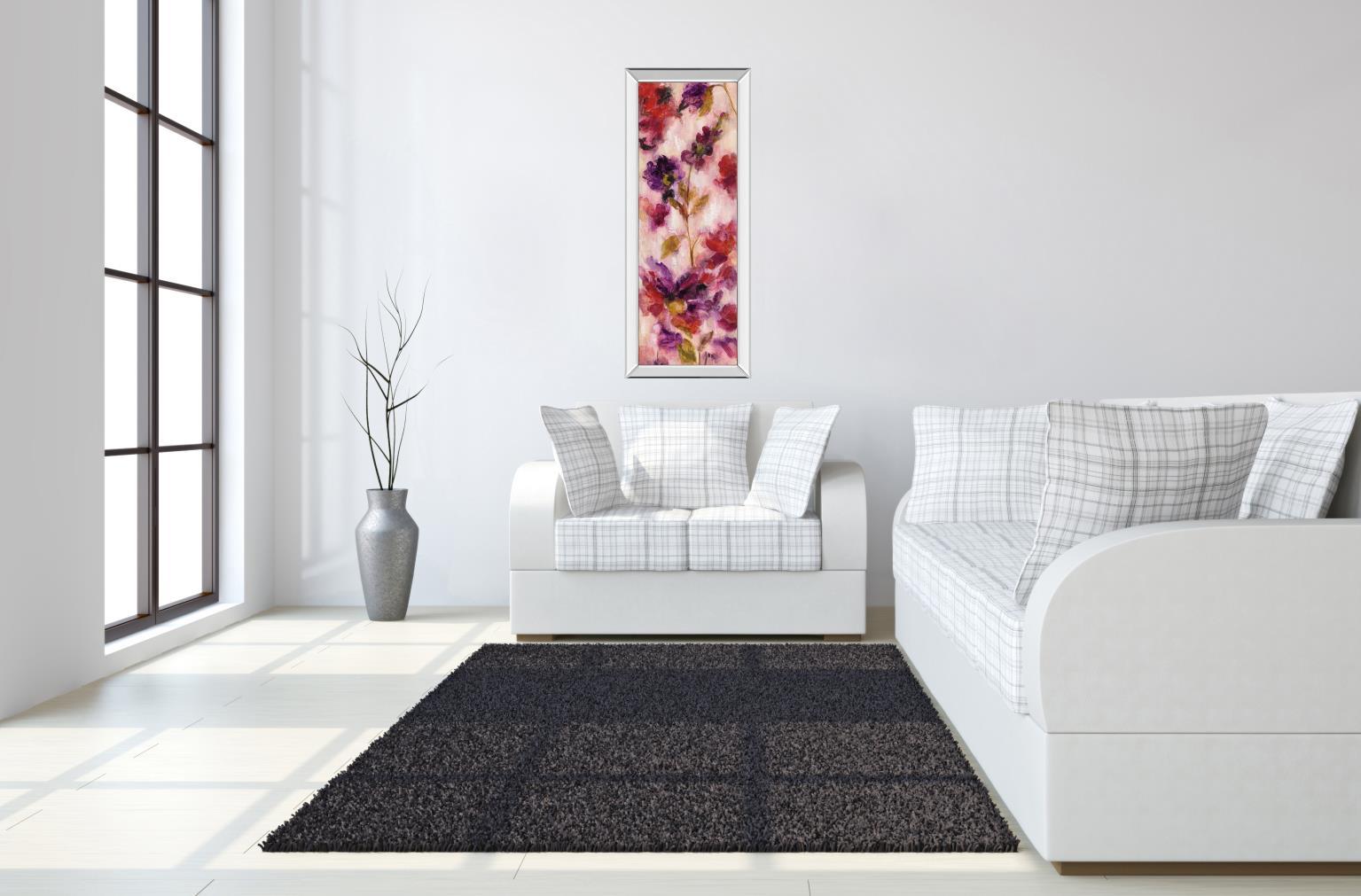 Exuberant Florals III By Silvia Vassileva - Mirrored Frame Wall Art - Pink Classy Art