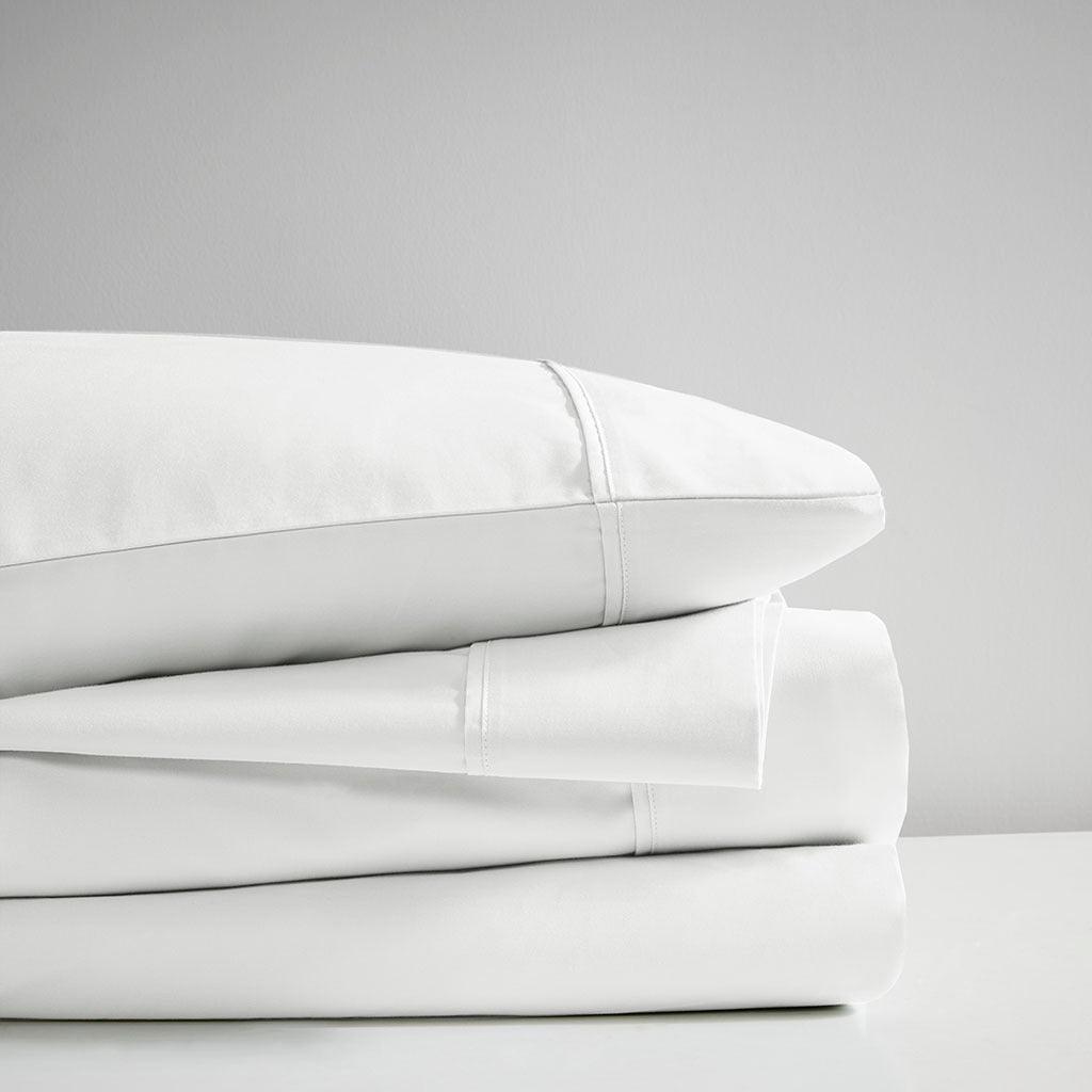 600 Thread Count Cal King 102" Sheet Set White Olliix.com