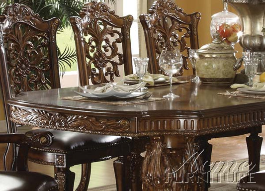 Acme Vendome Double Pedestal Dining Table in Cherry ACME East