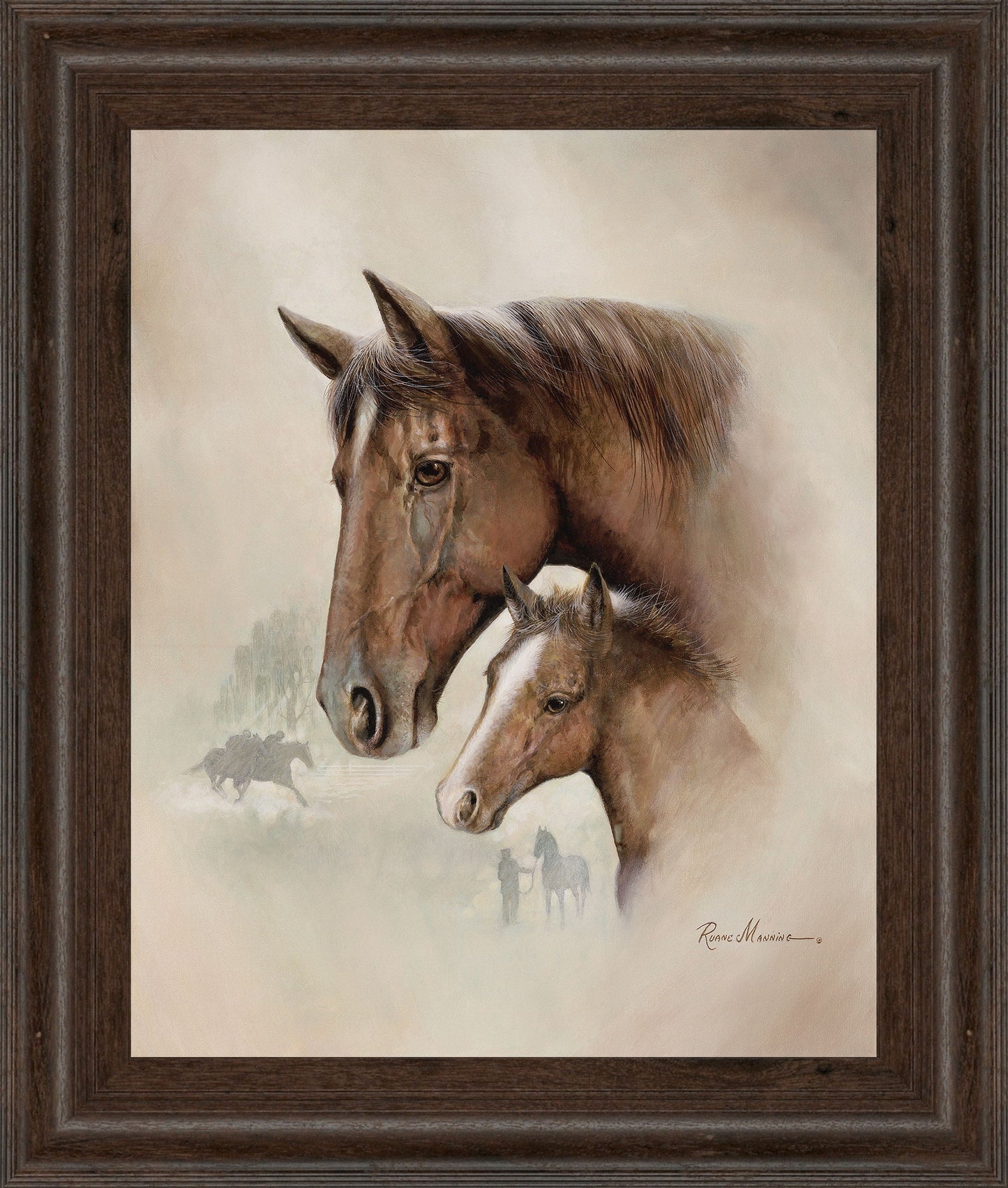 Race Horse I By Ruane Manning - Framed Print Wall Art - Dark Brown Classy Art