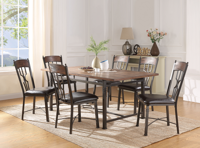 LynLee Weathered Dark Oak & Dark Bronze Dining Table ACME East