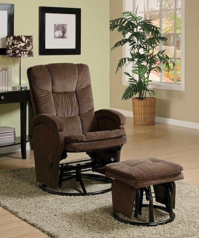 G600159 Casual Chocolate Reclining Glider With Matching Ottoman Coaster Z2 Premium