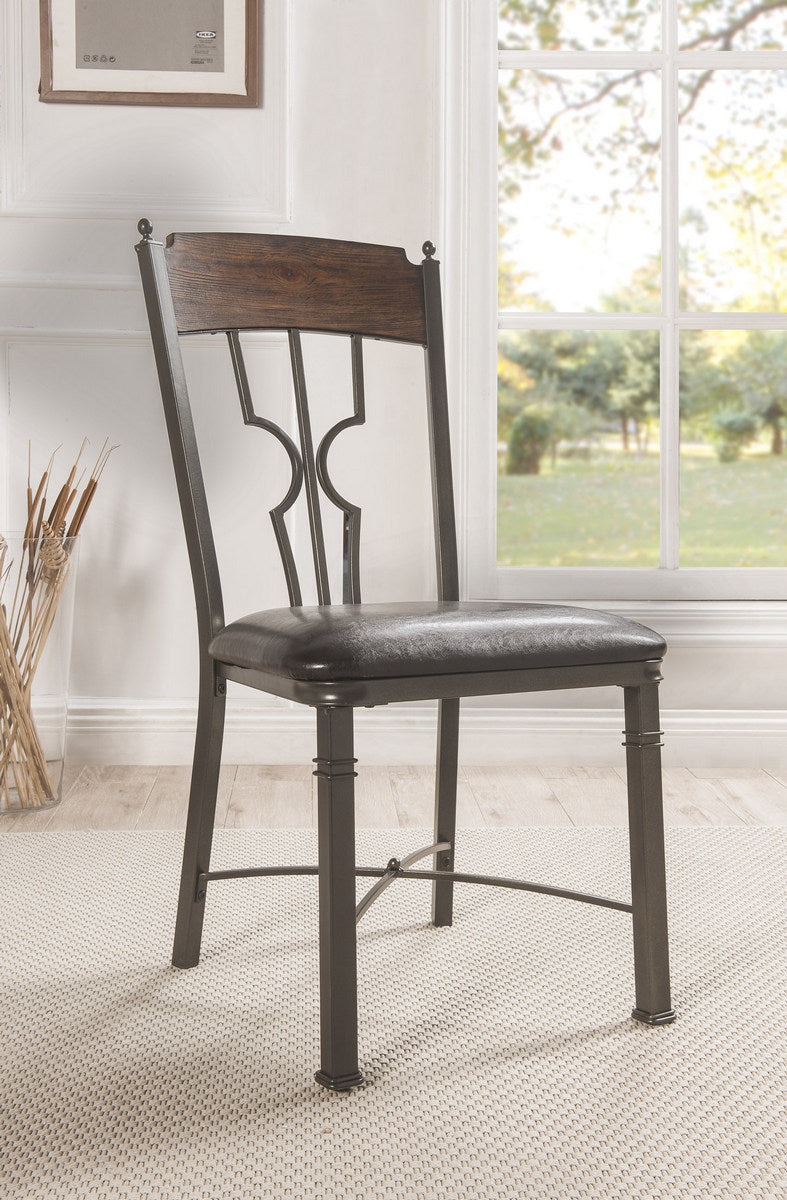 Acme Furniture Lynlee Side Chair in Espresso and Dark Bronze (Set of 2) 60017 ACME East