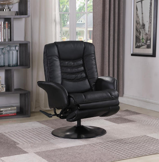 G600229 Casual Black Faux Leather Swivel Recliner Coaster Z2 Premium