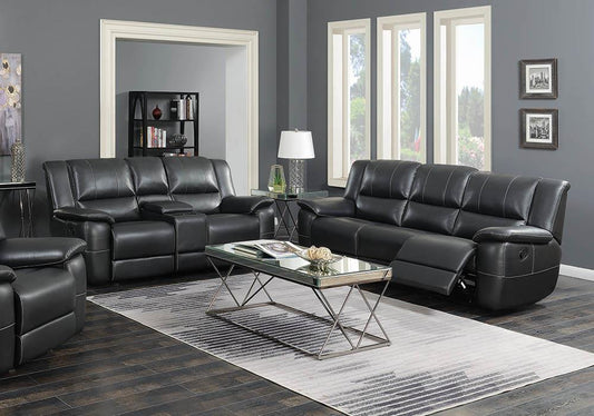 Lee Transitional Black Leather Reclining Two-Piece Living Room Set Coaster Z2 Premium