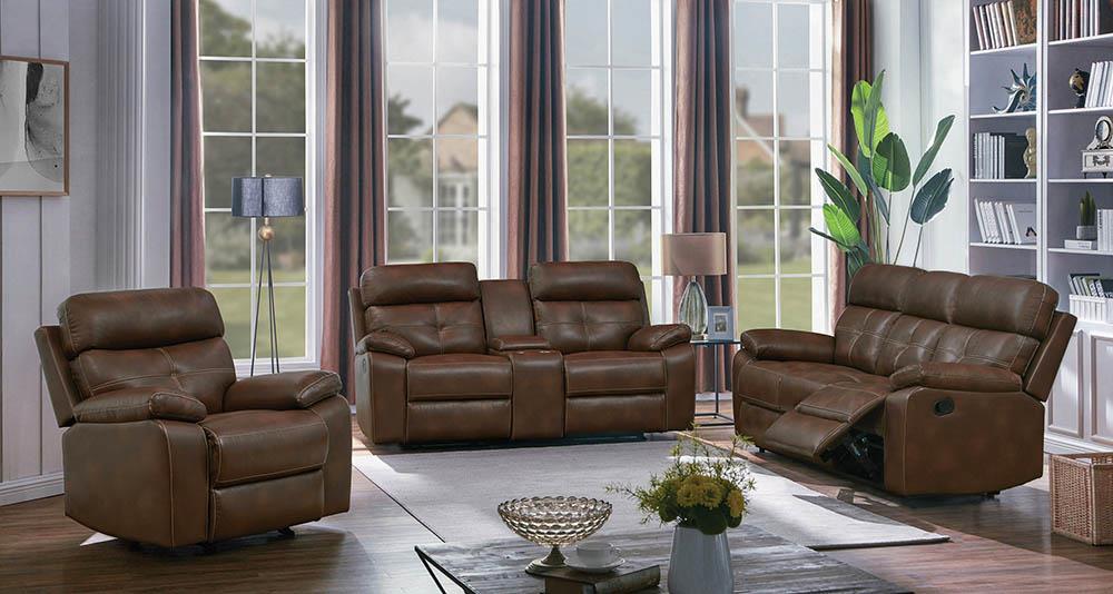 Zimmerman Brown Faux Leather Three-Piece Living Room Set Coaster Z2 Premium