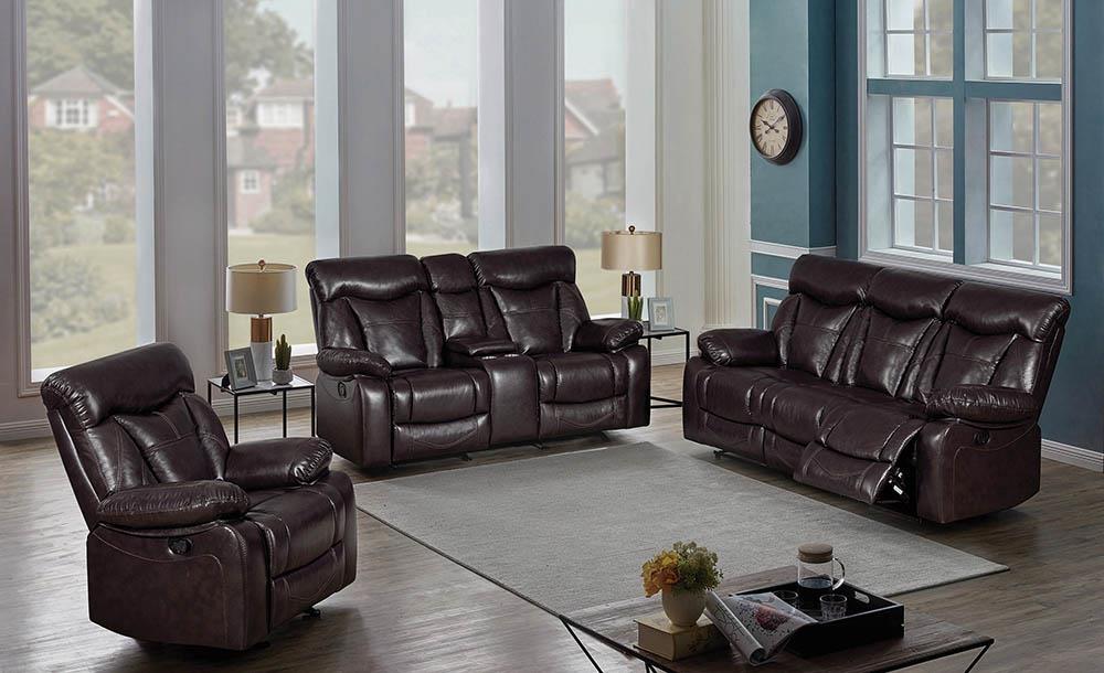 Zimmerman Dark Brown Faux Leather Three-Piece Living Room Set Coaster Z2 Premium