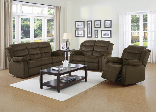 Rodman Chocolate Reclining Three-Piece Living Room Set Coaster Z2 Premium