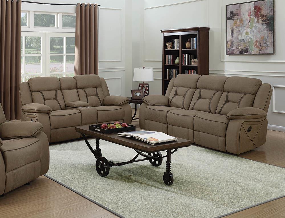 Houston Casual Tan Reclining Two-Piece Living Room Set Coaster Z2 Premium