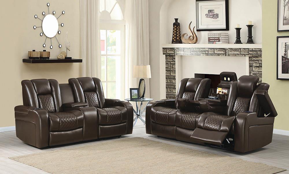 Delangelo Brown Power Motion Two-Piece Living Room Set Coaster Z2 Premium