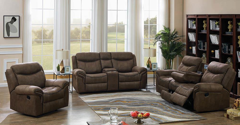 Sawyer Transitional Light Brown Three-Piece Living Room Set Coaster Z2 Premium