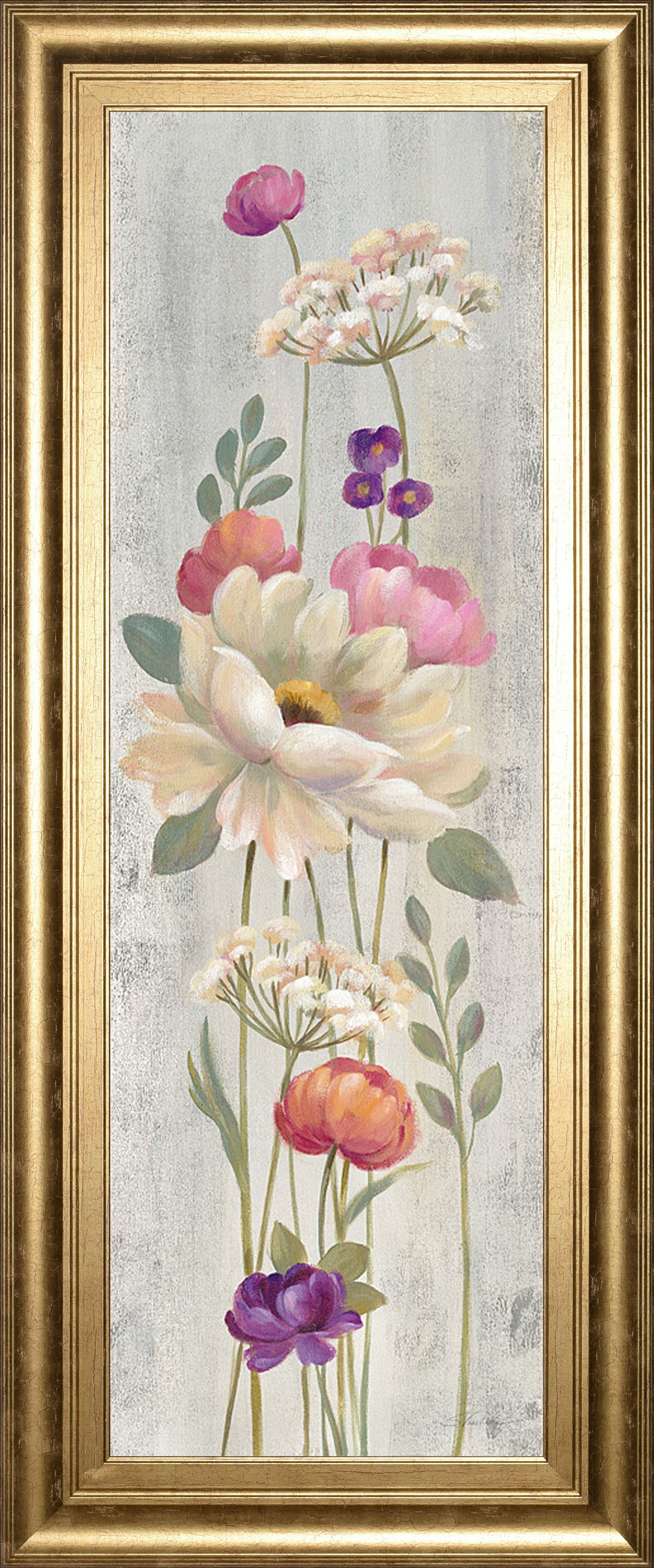 Retro Floral I By Silvia Vassileva - Light Gray Classy Art