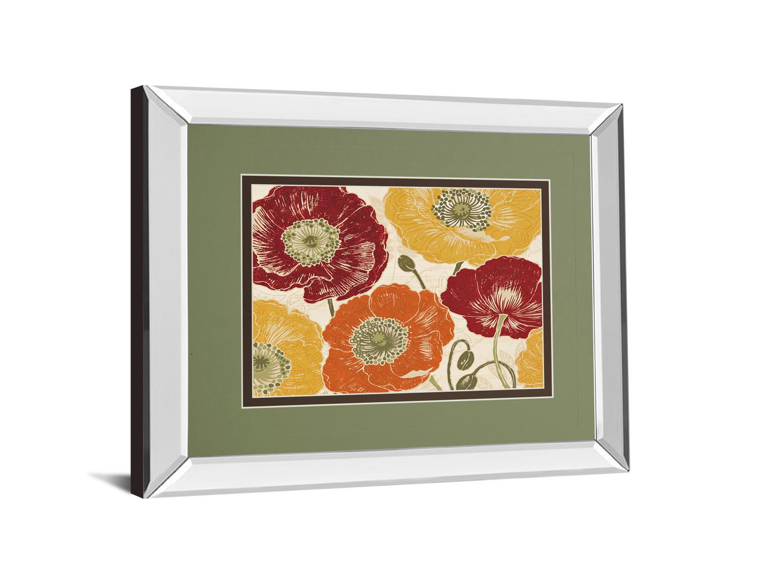 A Poppy's Touch I Spice By Daphne Brissonnet - Mirror Framed Print Wall Art - Orange Classy Art